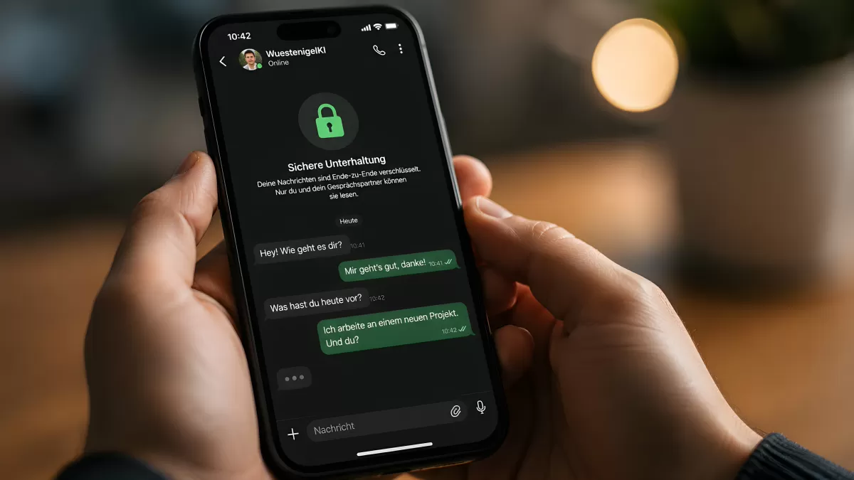 WhatsApp-Chat auf iPhone in dunkler Umgebung
