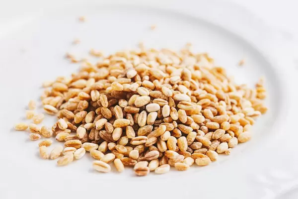 Wheat grain in white plate