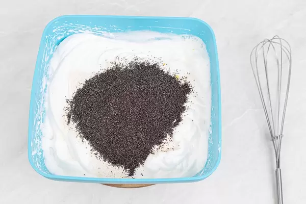 Whipped cream with Poppy seeds in the bowl
