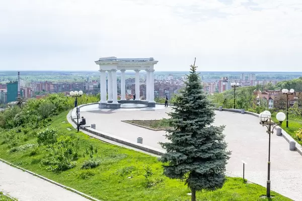 White arbor in a park in Poltava, Ukraine