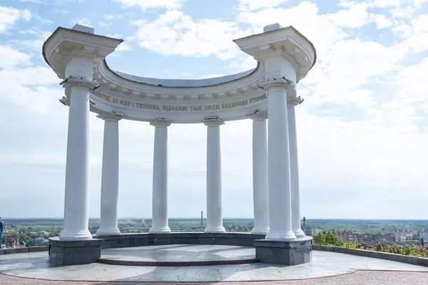White arbor in the city of Poltava in Ukraine
