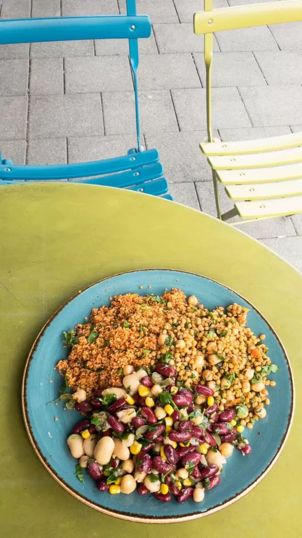 White beans, red beans, couscous, wheat, chickpeas