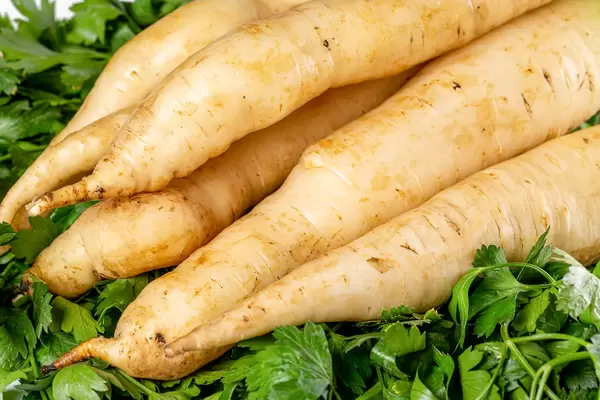 White carrot root vegetables, close up