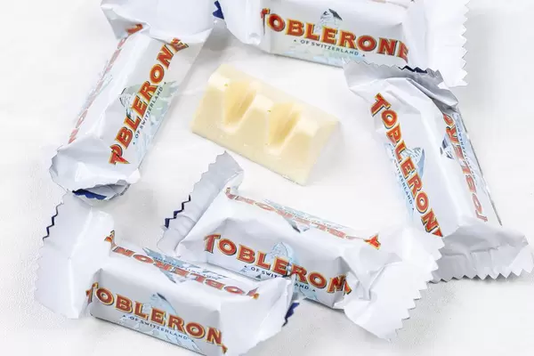 White Chocolate Toblerone above white background