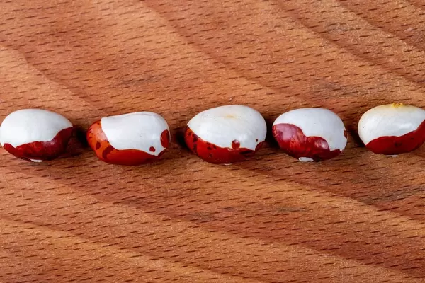 White-red beans on wooden background