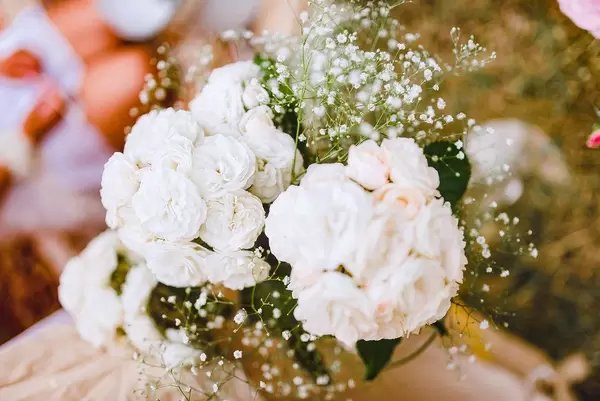 White Roses Birthday Decor Close Up