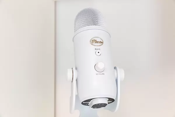 White Yeti USB microphone by Blue. Designed to create high-quality recordings with the computer