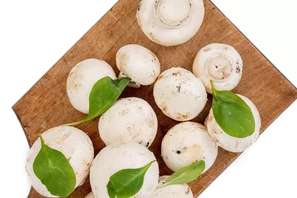 Whole fresh Mushrooms on the wooden board (Flip 2019)