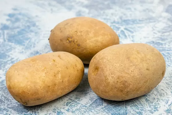 Whole Potatoes above blue background (Flip 2019)