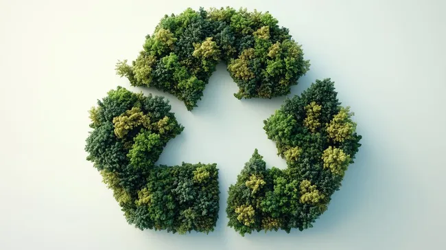 Wiederverwertung - Recycling-Symbol aus grünem Laub