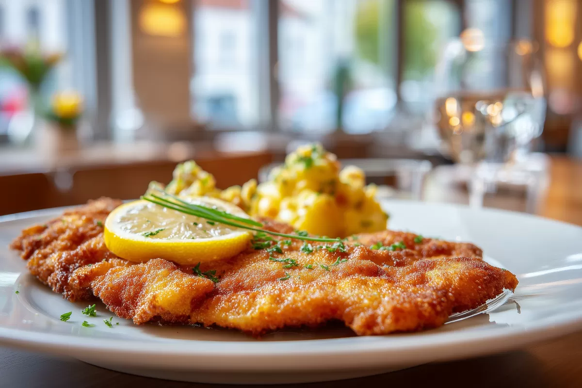 Wiener Schnitzel mit Kartoffelsalat und Zitrone