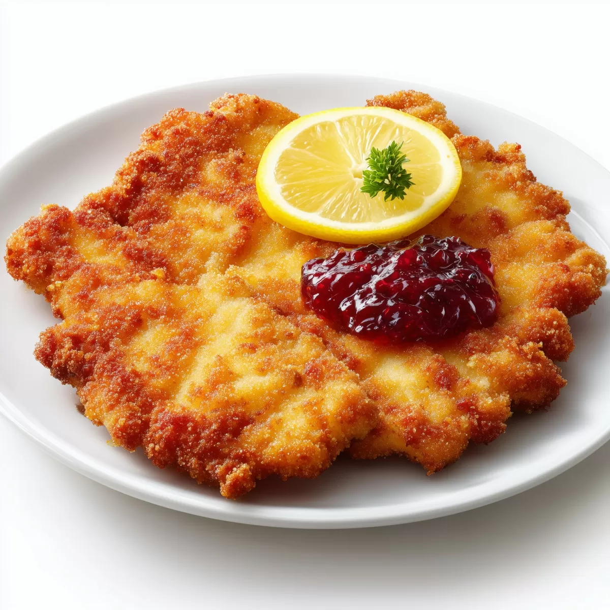 Wiener Schnitzel mit Zitrone und Preiselbeeren