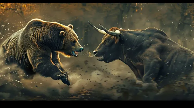 Wildtiere im Kampf: Braunbär und Stier aufeinandertreffen