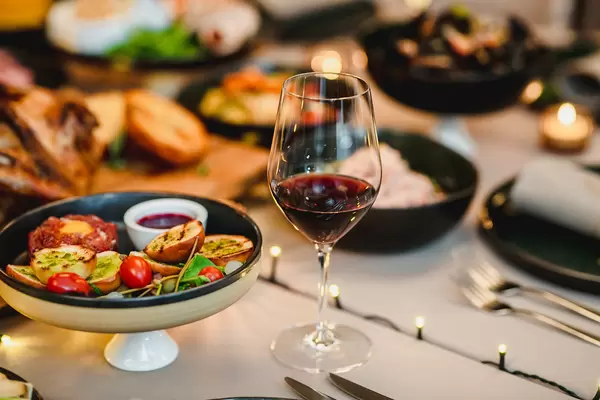 Wine Glass On Romantic Dinner Set