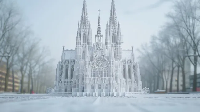 Winterliche Kathedrale aus Papier