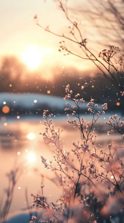 Winterliche Naturlandschaft bei Sonnenuntergang