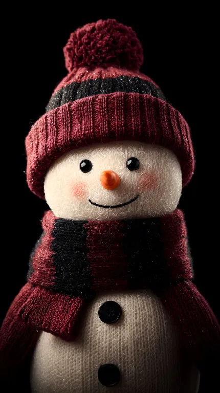 Winterliche Schneemann-Figur mit roter Mütze und Schal