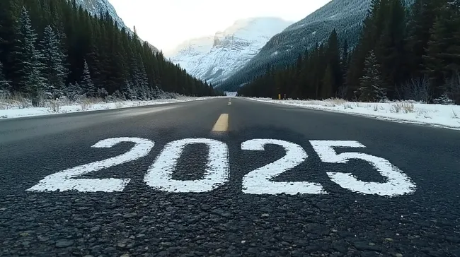 Winterliche Straße in einsamer Berglandschaft