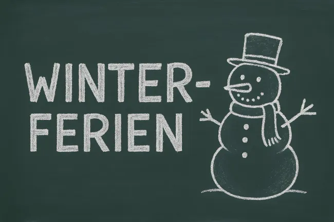 Winterliche Tafel-Ankündigung mit Schneemann-Illustration