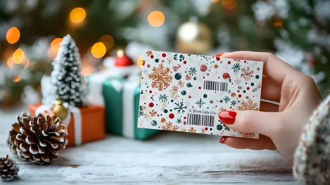 Winterliche Weihnachtskarte mit Schneeflocken-Muster