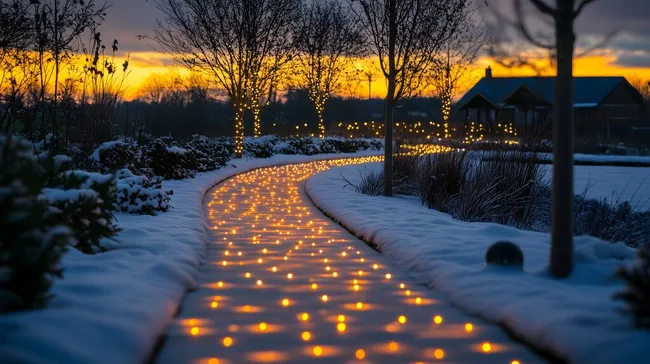 Winterliche Zauberwelt mit Lichterpfad