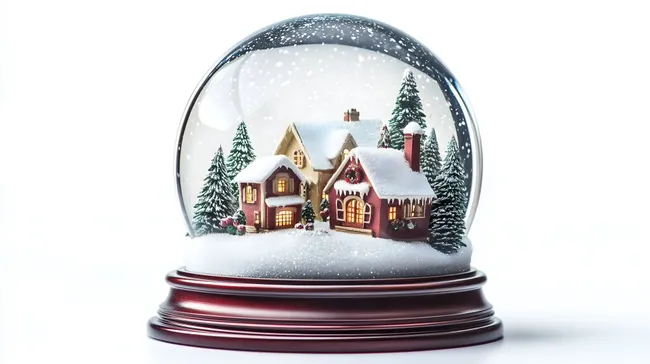 Winterliches Dorf in Schneekugel - Festliche Weihnachtsszene