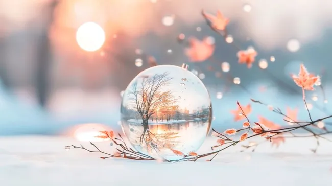 Winterliches Landschaftsbild in Glaskugel