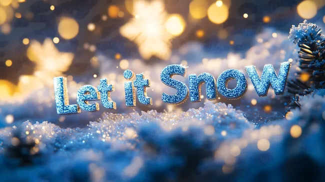 Winterliches Schneemotiv mit funkelndem Schriftzug