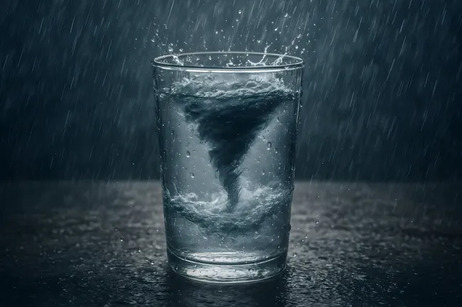 Wirbelndes Wasser bei heftigem Regenguss