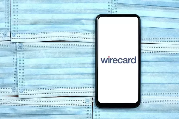 Wirecard  logo on phone. Impact of COVID-19 crisis on Facebook business