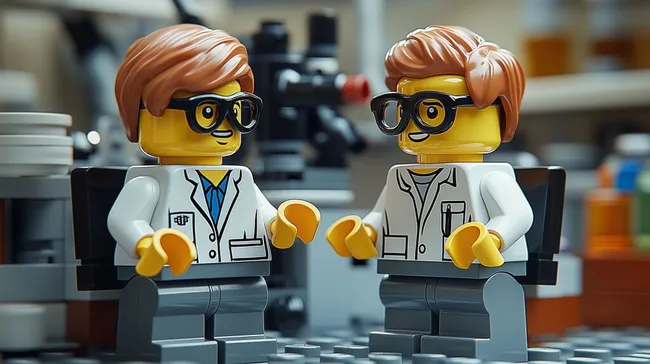 Wissenschaftler im Labor in Lego-Optik
