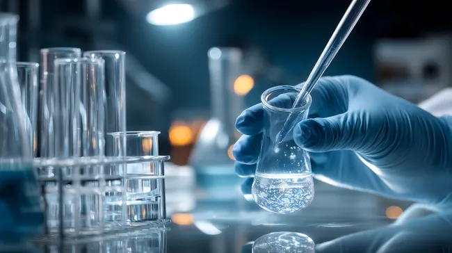 Wissenschaftler untersucht Flüssigkeiten im Labor