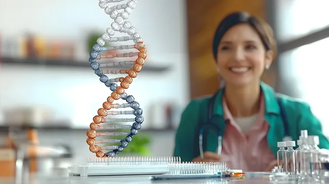 Wissenschaftlerin bei DNA-Forschung im modernen Labor