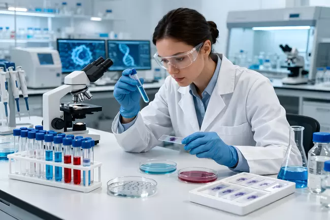 Wissenschaftlerin in einem High-Tech-Forschungslabor