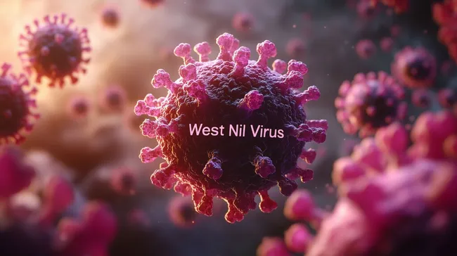 Wissenschaftliche Illustration des West-Nil-Virus
