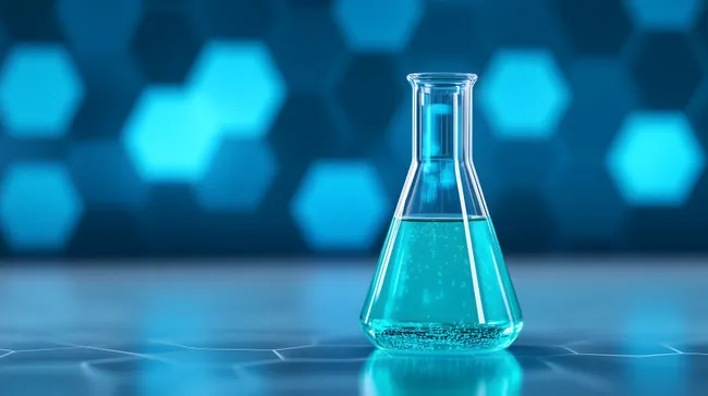 Wissenschaftlicher Laborversuch mit blauer Flüssigkeit