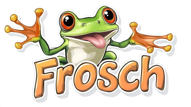 Witziger Cartoon-Frosch mit leuchtenden Augen