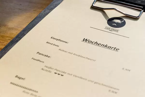 Wochenkarte im Cafe Buur Köln
