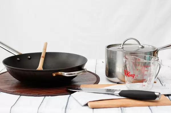 Wok and SaucePan  on a White Background