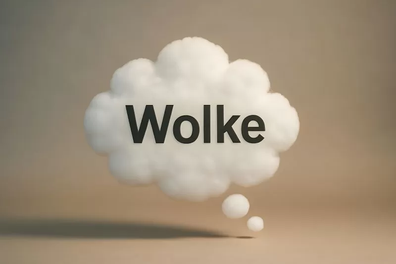 Wolke mit Schriftzug in Sprechblasenform