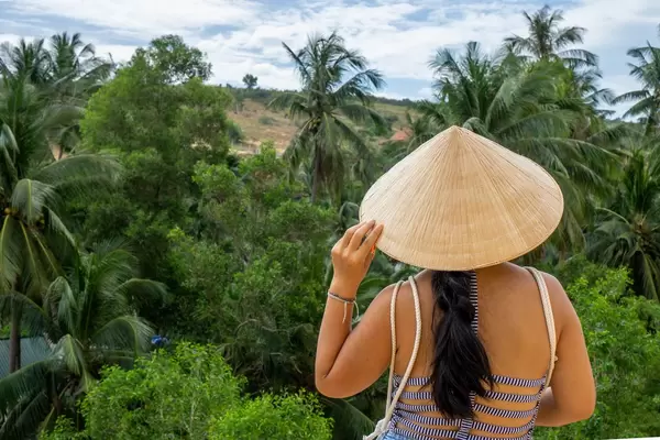 Woman looking towards the Jungle at the Fairy Stream in Mui Ne, Vietnam