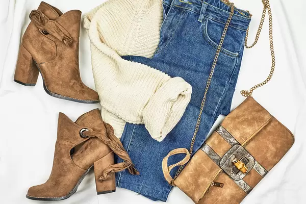 Woman or girl outfit on white background