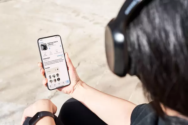 Woman using Clubhouse voice-only chat app