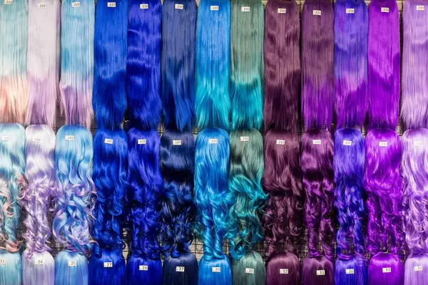 Women wigs in different vibrant colors