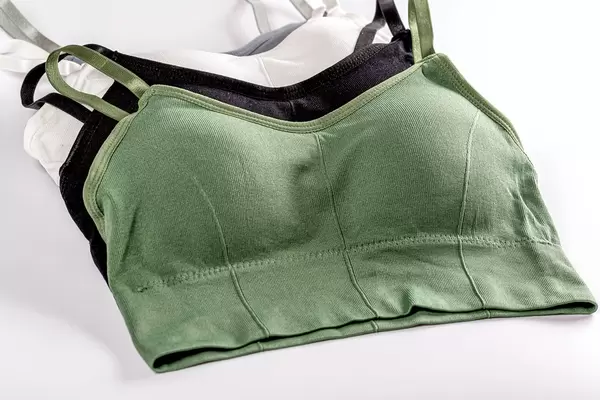 Women's bras in different colors, close-up