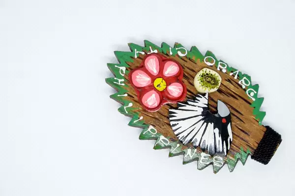 Wood carving decoration on white background