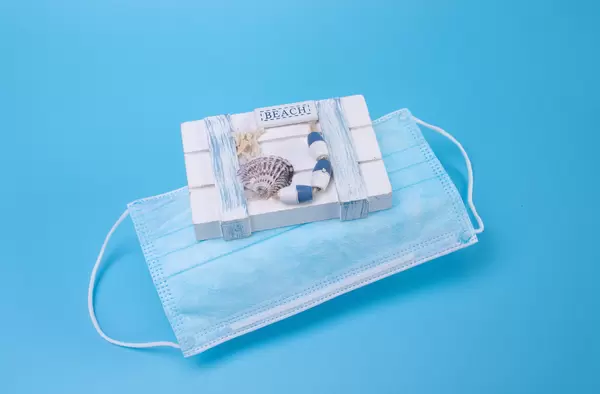 Wooden box with face mask