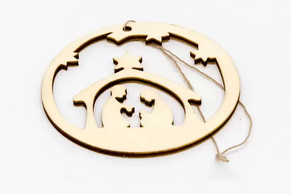 Wooden Christmas tree ornament: the Nativity