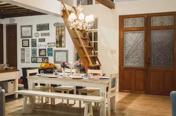 Wooden dining set of a vacation house