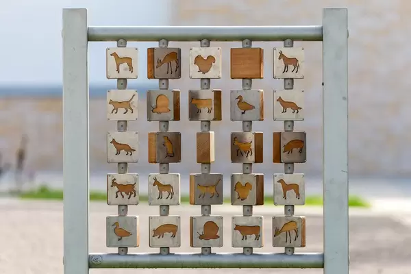 Wooden game similar to Memory with animal symbols